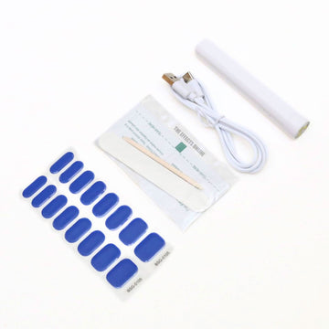 Blue Gel Nail Wraps with UV light