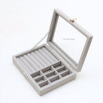Grids Velvet Glass Ring Jewelry Display Storage Box