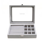 Grids Velvet Glass Ring Jewelry Display Storage Box