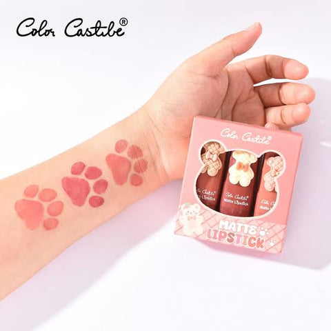 Color Castle Pack of 3 Bear Shape Matte Lipstick