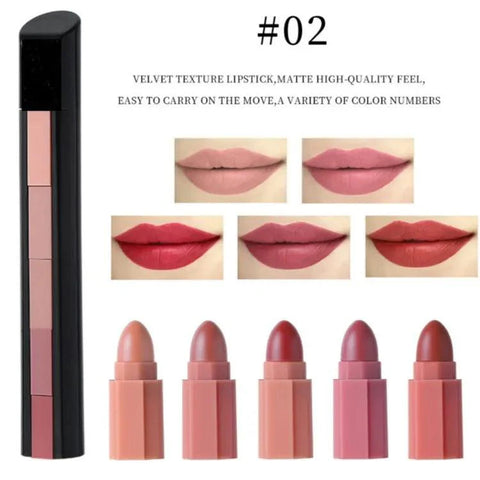 Matte Waterproof Lipstick Set 5 in 1