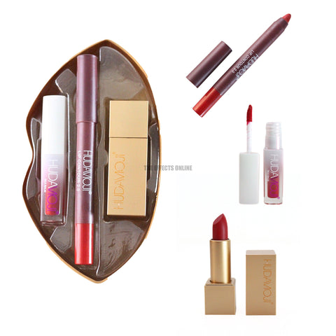 3 in 1 Set Matte Lipstick, Lip Pencil & Lip Shape Set