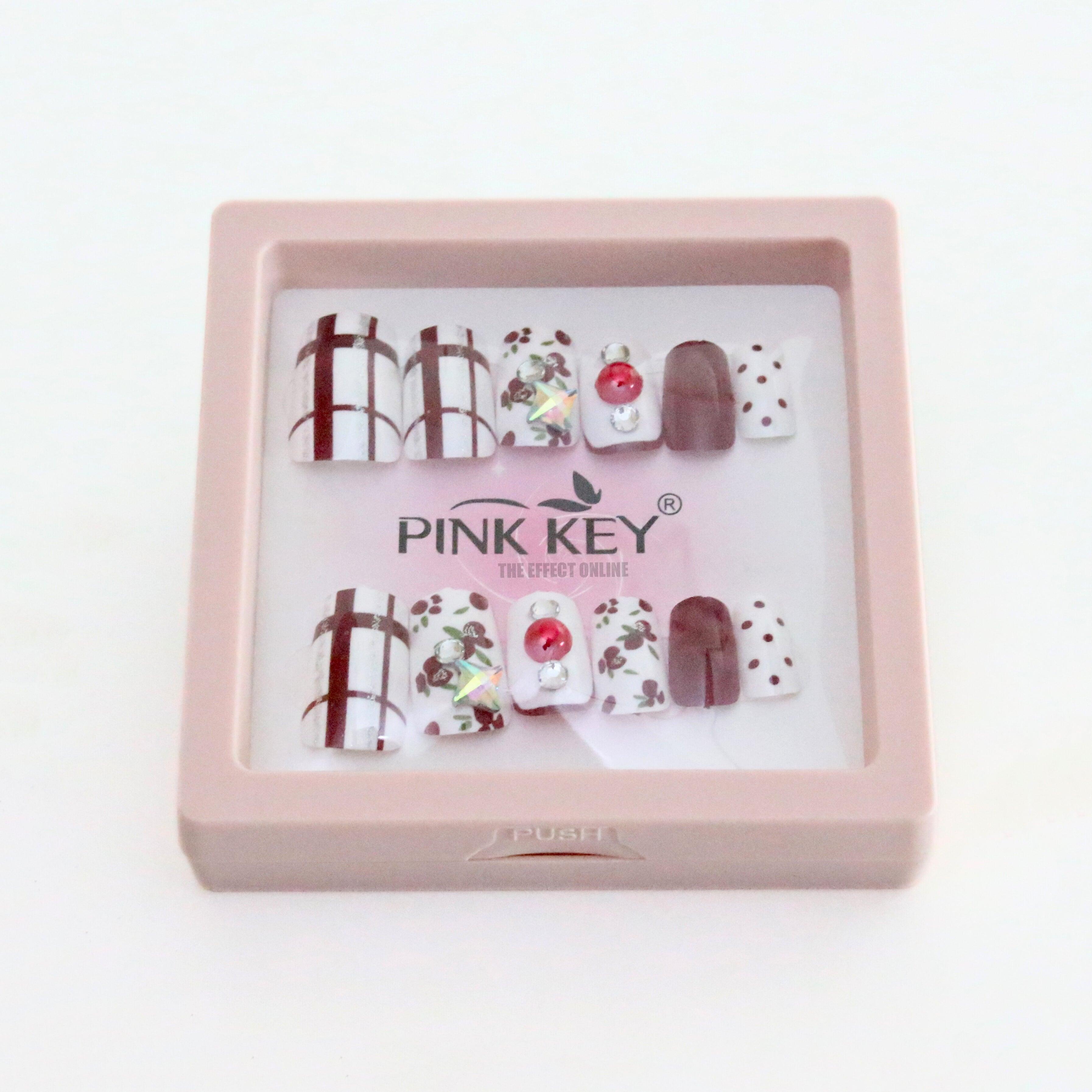 Pink Key Luxury Artificial Nails - Party, Wedding Nails