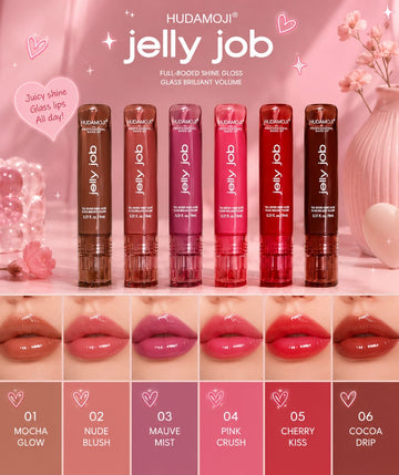 Hudamoji Jelly Job Lip Gloss | Glass Shine 6 Shades