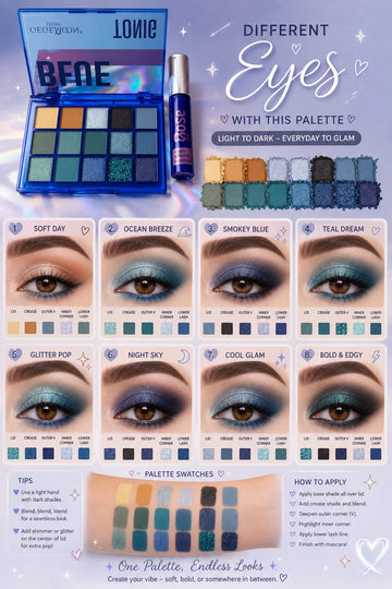 Cecewoon Tonic Blue Eyeshadow Palette