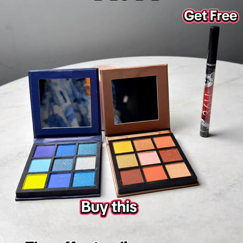 Colorful 2 Mini Eyeshadow Palettes With Free 36H Eyeliner