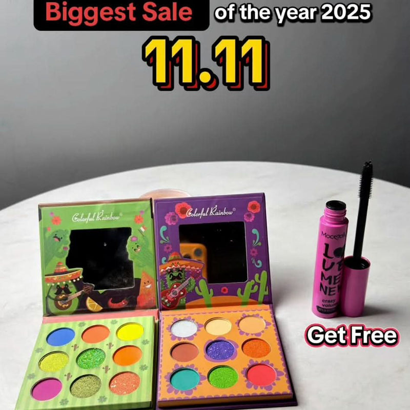 Colorful Rainbow Eyeshadow Palettes With Free Macara