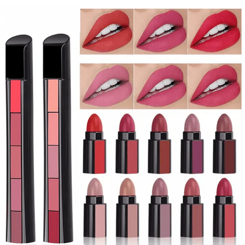 Matte Waterproof Lipstick Set 5 in 1