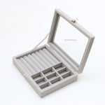 Grids Velvet Glass Ring Jewelry Display Storage Box